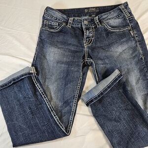 Silver Jeans Medium Wash Bootcut Jeans with Contrast Stitching